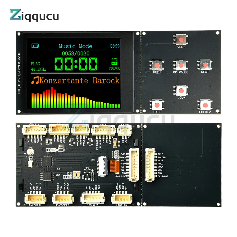 

2.8 Inch TFT Display Lossless Audio Decoder Module - Digital Music Player Board with I2S Output for Hi-Fi DAC