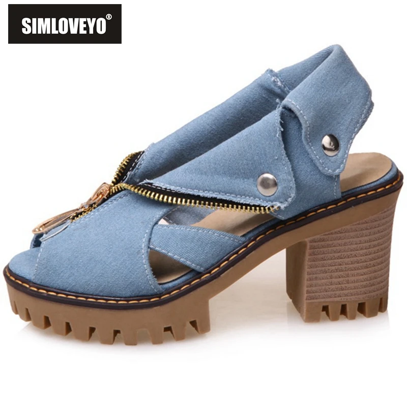 SIMLOVEYO The with mouth women sandals high heels women's slip shoes QL1139