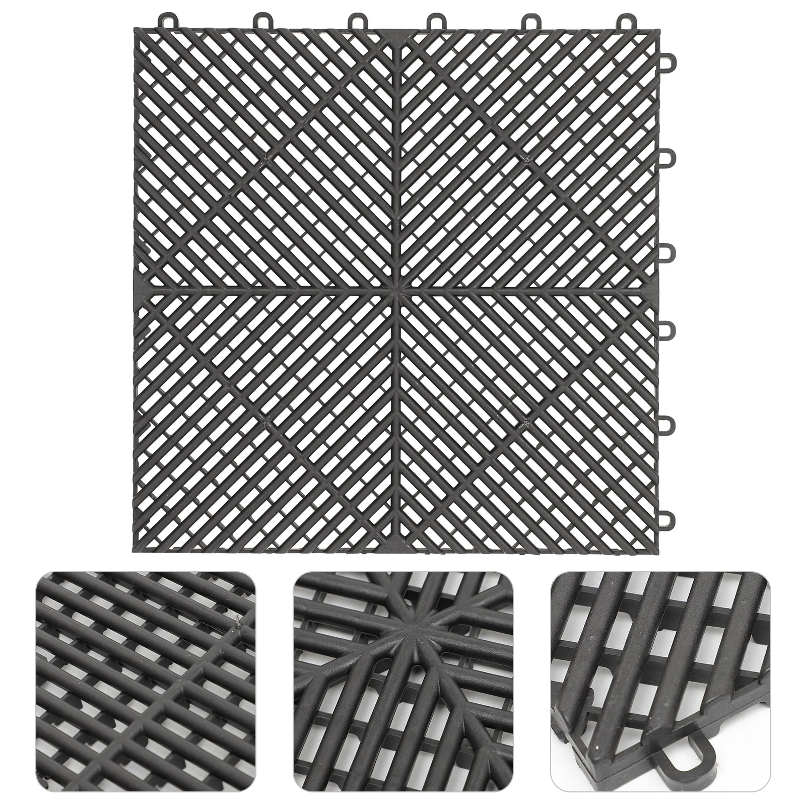 

2pcs Car Wash Waterproof Floor Tile Mats With Drain Holes For Pool Shower Garage Non-Slip Square Rubber Stall Mat Interlocking