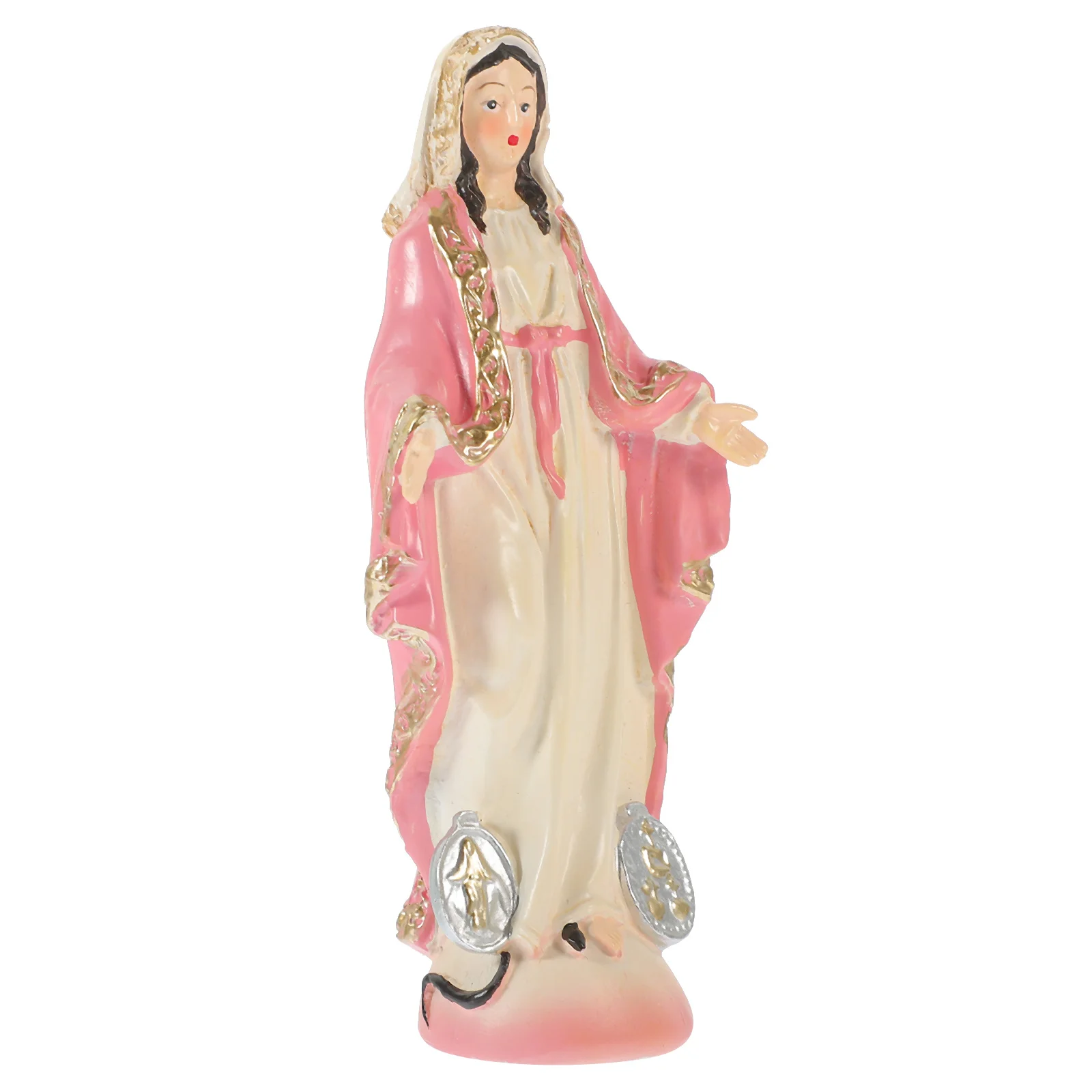 

Resin Virgin Mary Statue Desktop Decoration Religious Symbol Miniature Mary Craft Ornament Resin Craft Decor Religious Decor