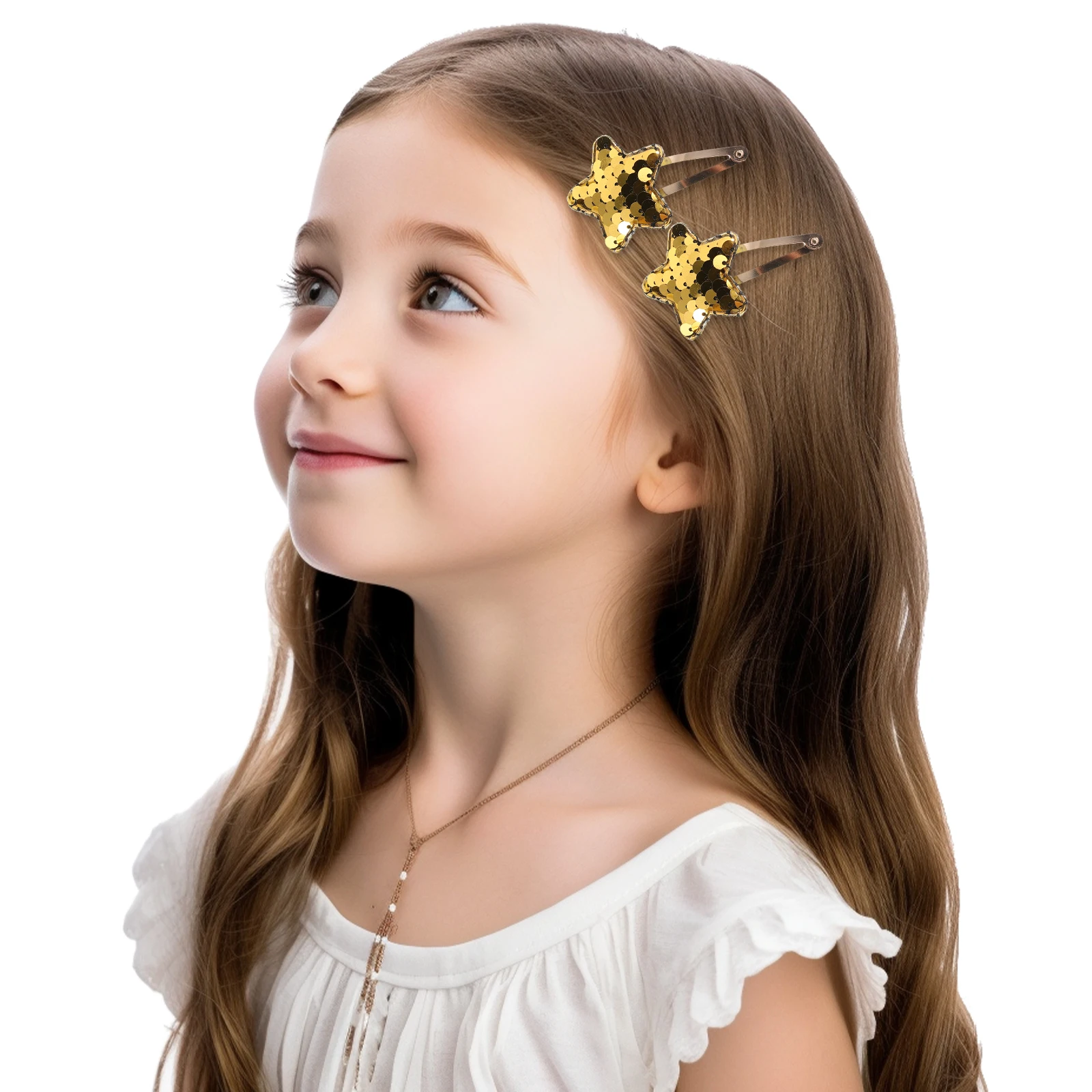 

6 Pairs Gradient Flipping Sequin Heart Hair Clips Toddler Girls Lightweight Comfortable Accessories