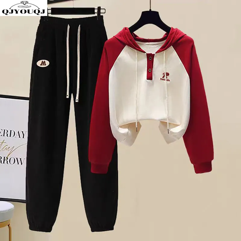 Autumn and winter new casual sports women's set fashionable hooded top+slim casual pants two-piece set