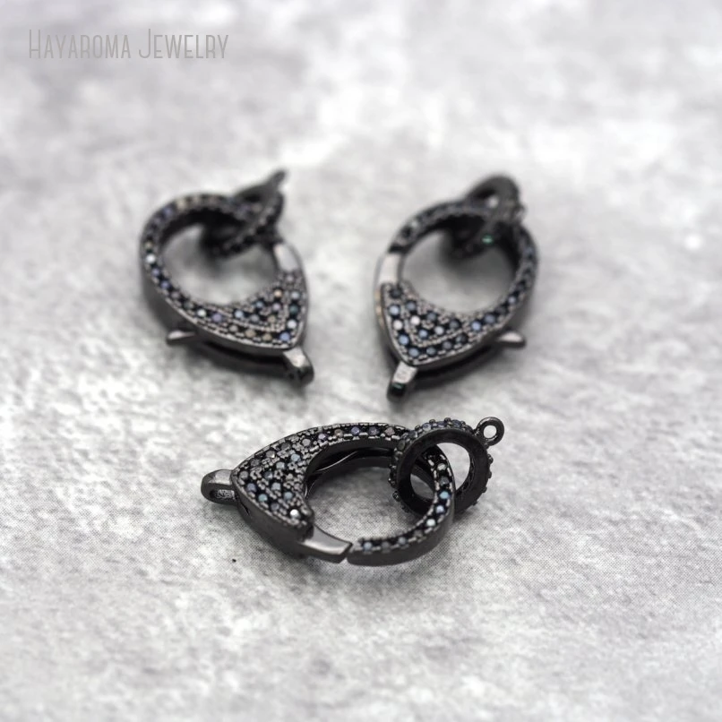 

5Pcs Micro Pave Water Drop Shape Teardrop & Hooks Copper Invisible Setting Lobster Accessory Clasps
