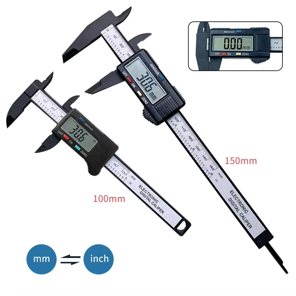 Plastic Digital Caliper Electronic Digital Vernier Caliper 100mm 150mm High Strength Plastic Caliper No Battery