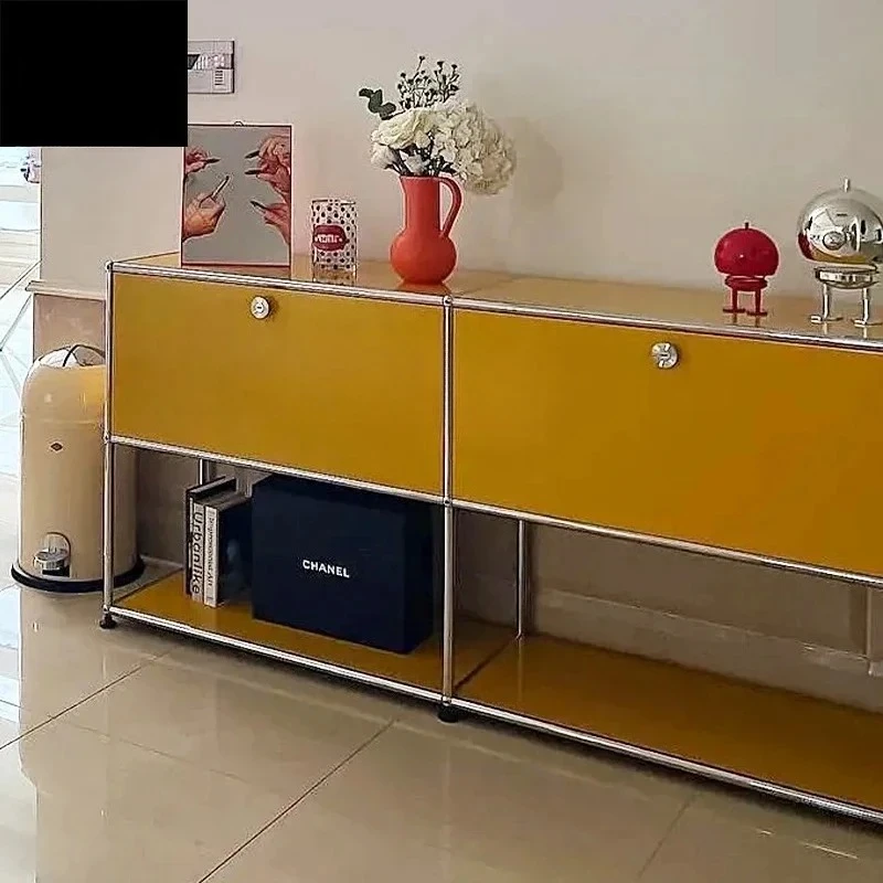 Living room integrated multi-functional storage display cabinet high-end metal stainless steel dining side cabinet