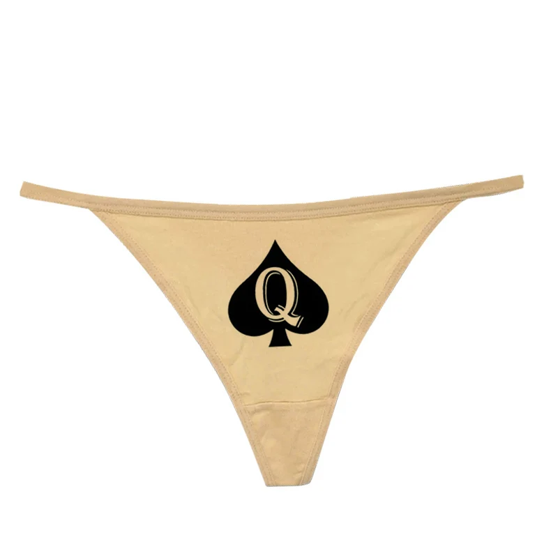 Poker Q Queen of Spade Underwear For Women Cotton G String Thongs Underwear Sexy Lingerie Briefs Bikini G String