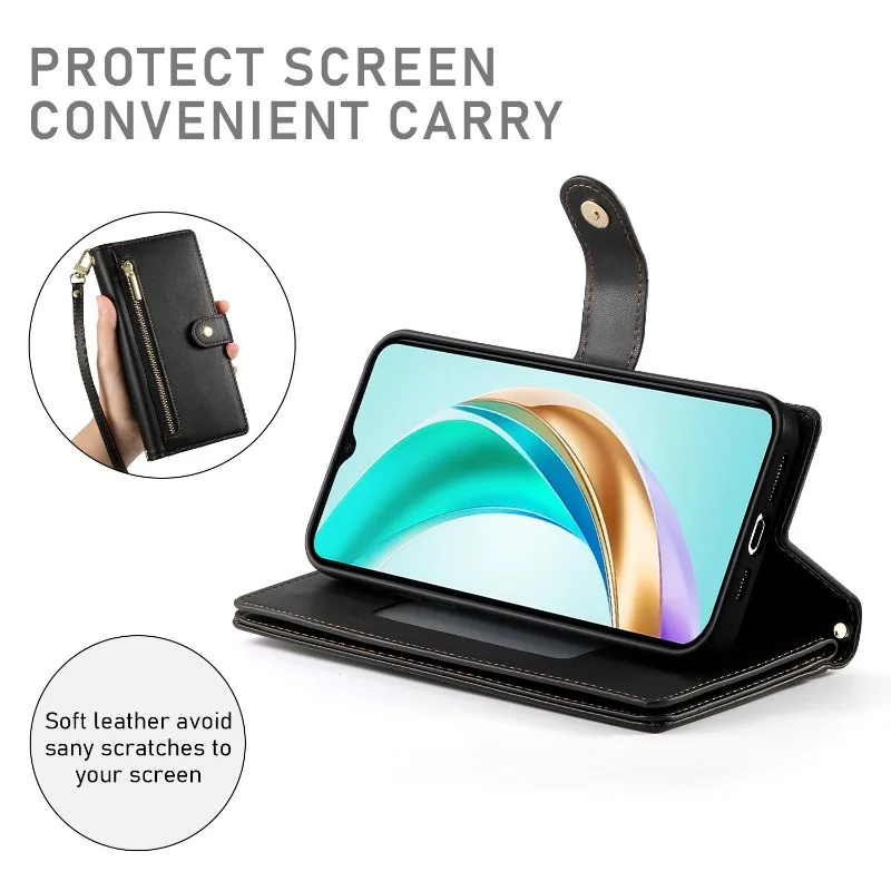 حافظة جلدية بسحاب كروس مكونة من 9 بطاقات لهاتف هواوي نوفا 14 الترا 5G 2025 غطاء فاخر كتاب مغناطيسي كابا هواوي نوفا 13 برو Nova14