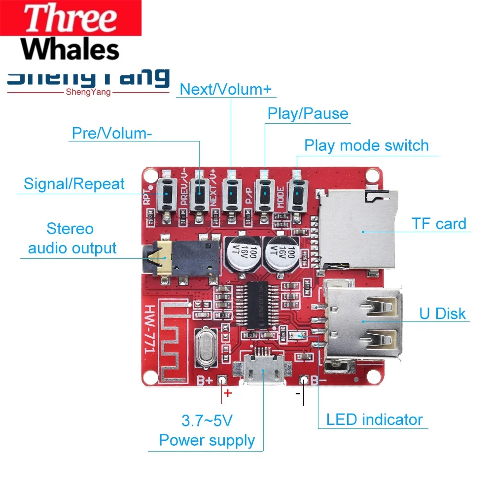 TRH New Bluetooth decoder board MP3 lossless car speaker amplifier modified Bluetooth 4.1 circuit board
