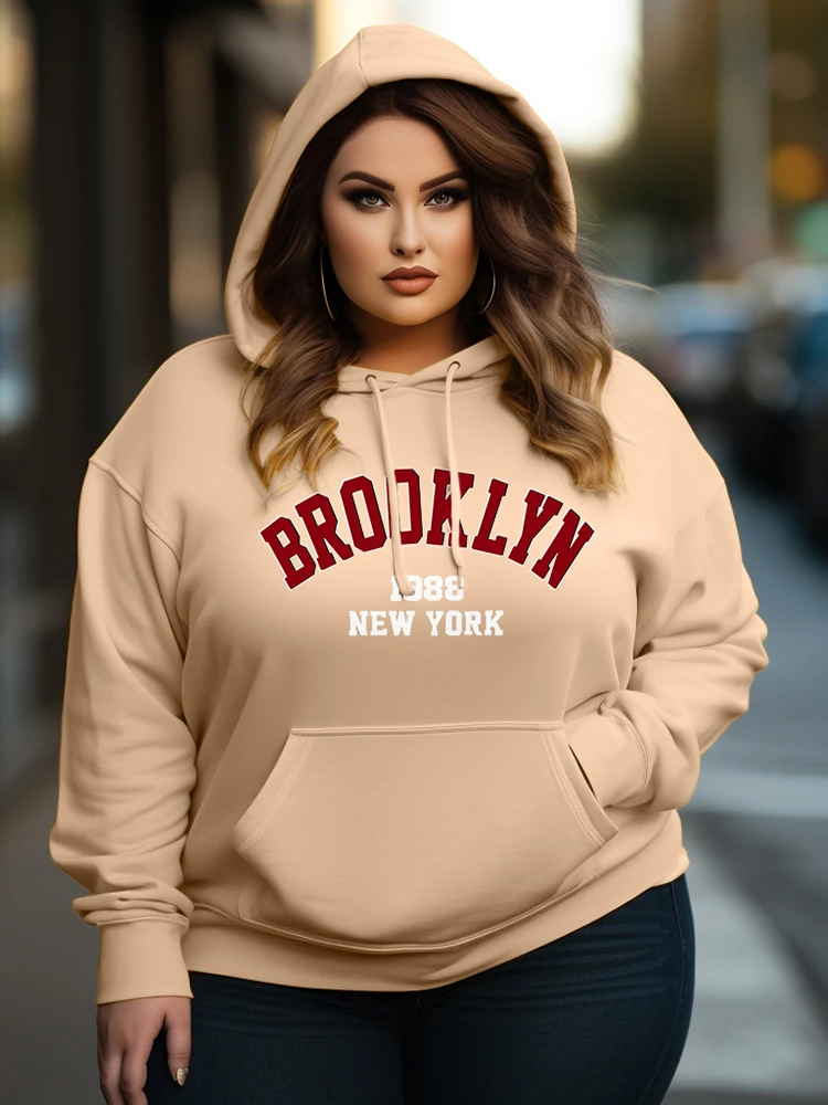 Blessyuki Harajuku Letter Print Hoodie Sweatshirt Women 2023 Autumn Casual Oversized Basic Plus Size Pullover Female Y2k Clothes