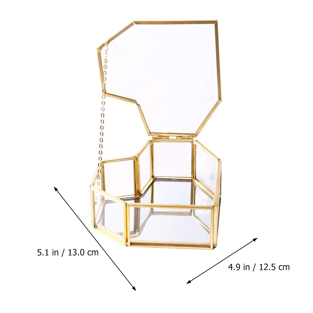 Jewelry Display Organizer Transparent Glass Box Decorative Holder Storage for Necklaces Rings Earrings Jewelry Box