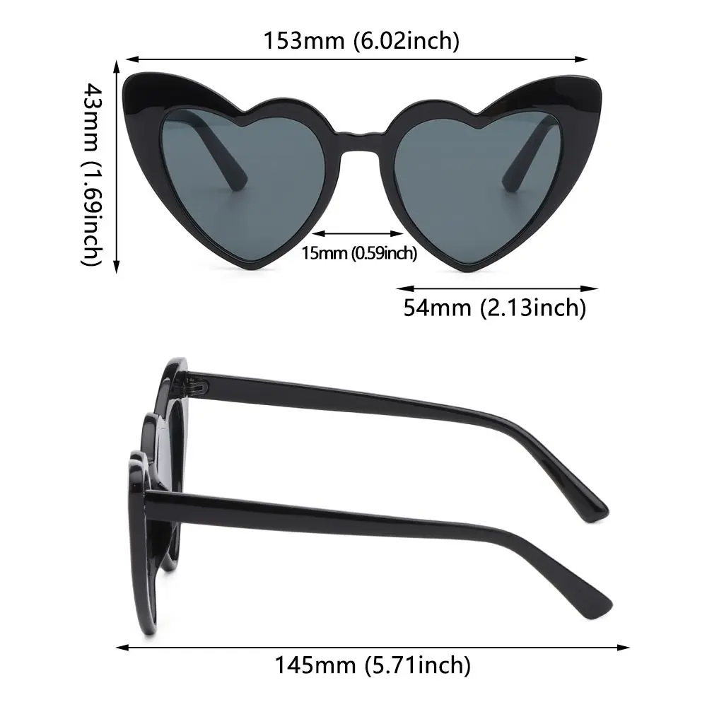 Retro Love Heart Sunglasses Clout Goggle Heart-Shaped Sunglasses Eyewear UV400 Protection Vintage Sunglasses