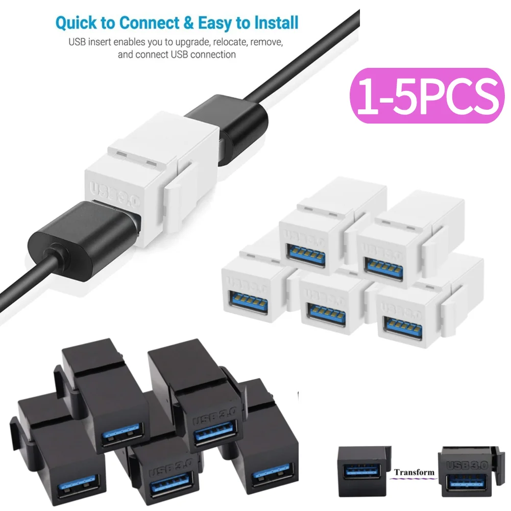 USB 3.0 Keystone Jack Inserts Connect Equipment with USB Port Snap-in Connector Socket Adapter Port for Wall Plate Outlet Panel