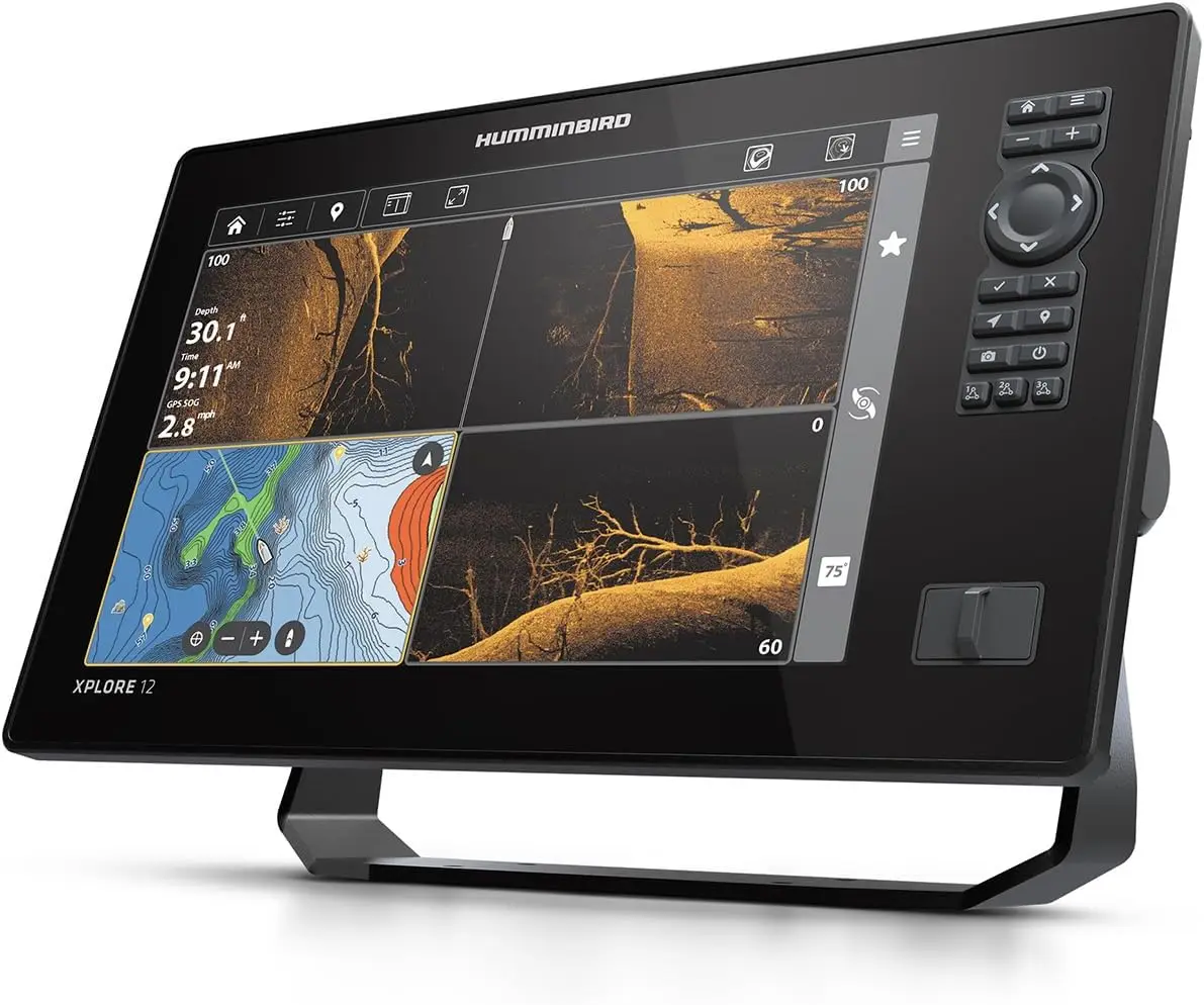전문 낚시를 위한 휴민버드 XPLORE GPS 어군탐지기, MEGA 사이드 이미징+ HD 터치스크린 디스플레이 탑재