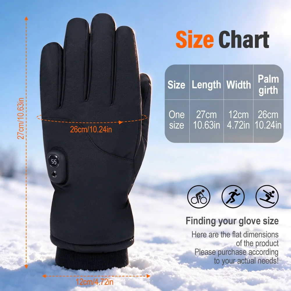 NEWBOLER Smart Version Winter USB Heated Gloves Waterproof Adjustable Touchscreen Gloves Reusable Warm Rechargeable Gloves