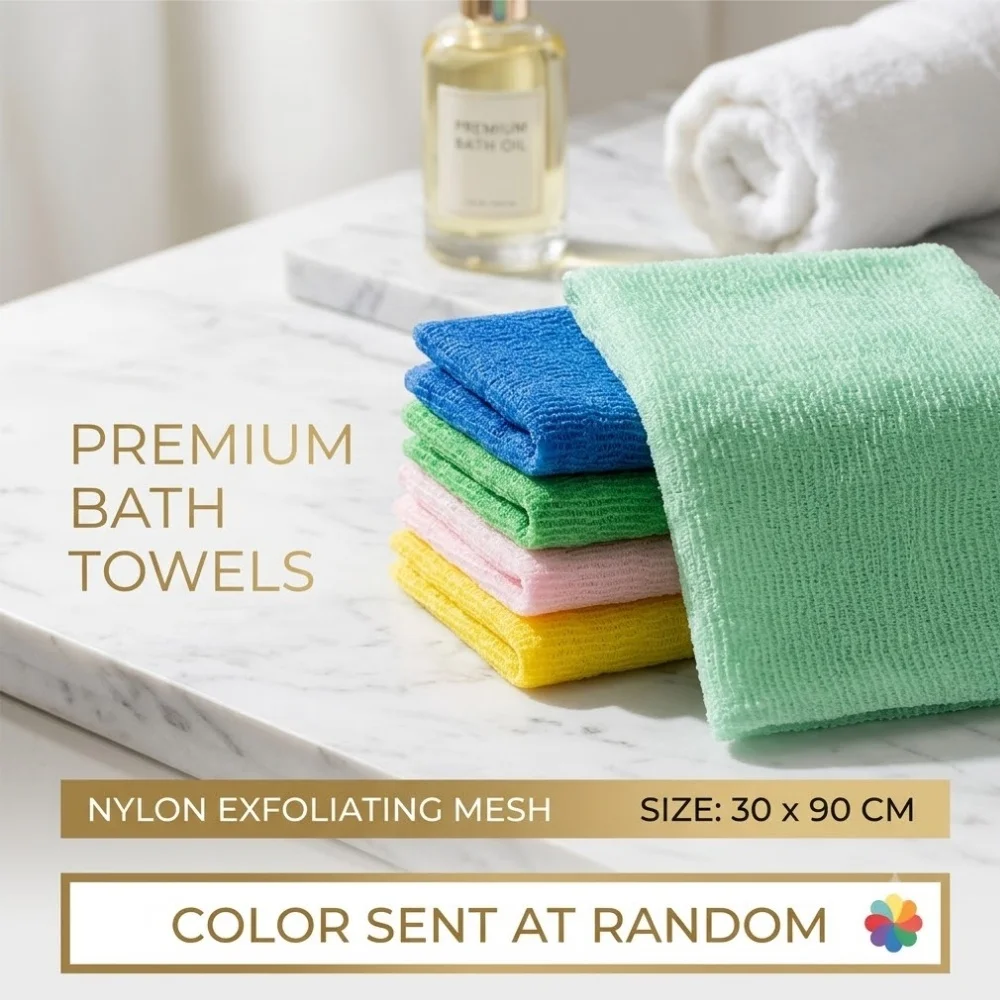 Nylon Exfoliating Bath Towel Long Strip Body Wash Cloth Back Scrubber Shower Massage Skin Scrubbing Towel 30x90cm