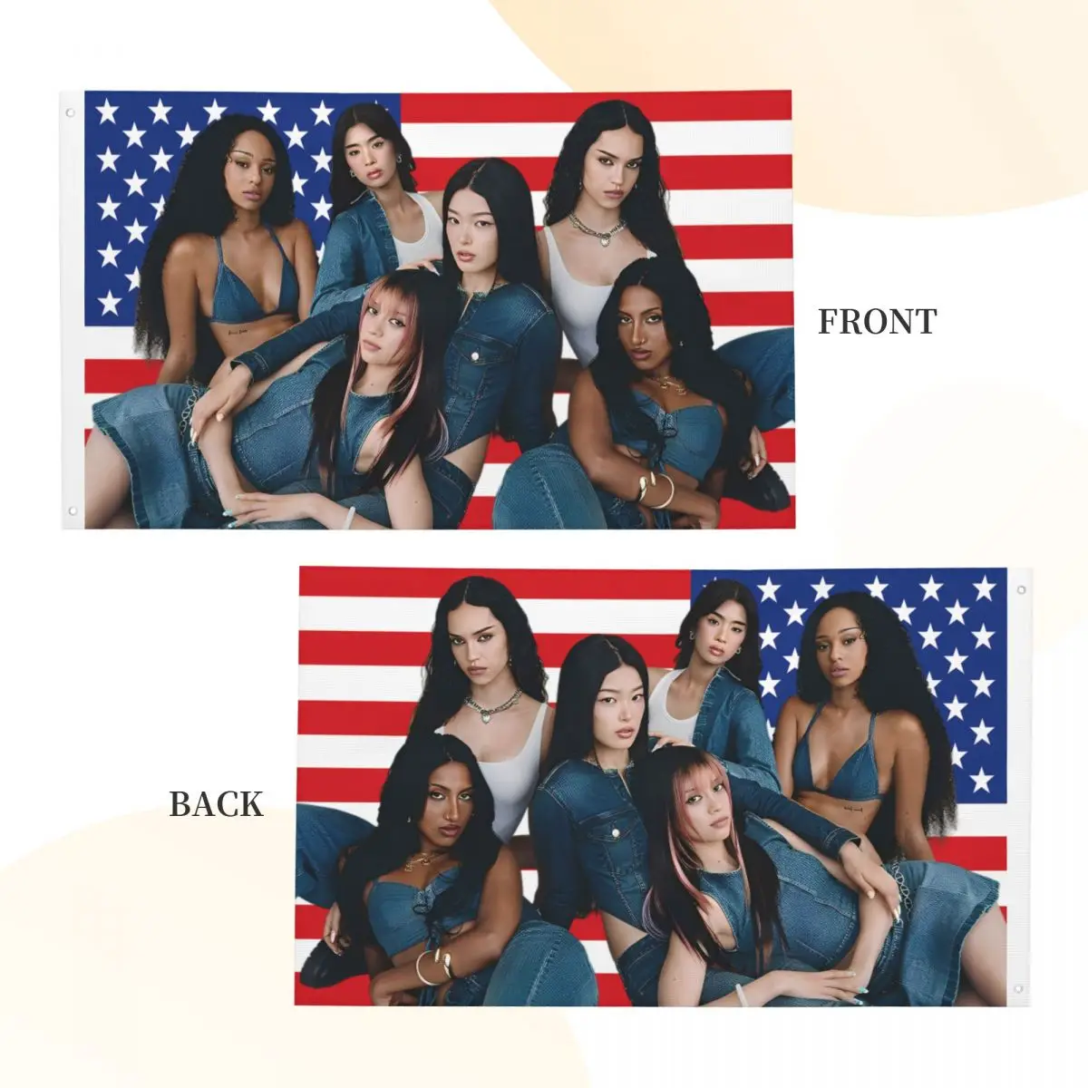 أفراد Katseye Kpop Yoonchae العلم داخلي في الهواء الطلق راية البوليستر العلم الأمريكي الديكور دائم 2x3 3x5 4x6 5x8 FT أعلام #3