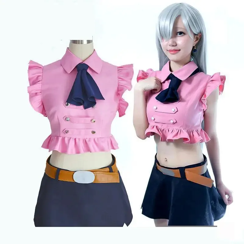 Anime los siete pecados capitales Elizabeth Liones Cosplay vestido de verano niñas vestido rosa uniformes vestido de fiesta de Halloween mujeres