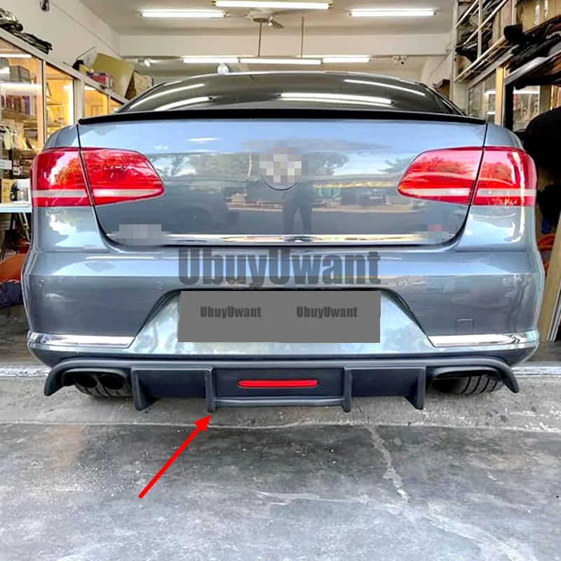 Für Volkswagen Passat B7 2012-2016 ABS Schwarz Hinten Bumper Lip Stamm Spoiler Hinten Diffusor Schutz Auto Styling