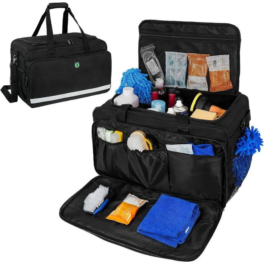 

Очень большая сумка для чистки автомобиля с крышкой и ручкой для автодетализации, принадлежности для чистки автомобиля, органайзер для багажника