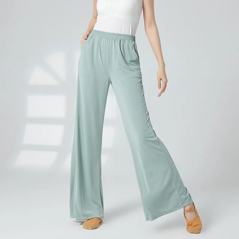 New Classic Dance Pant Wide Leg Straight With Pocket  Soft Modal Body Shape Training  Yoga Trousers Dancer Basic Wear High Waist