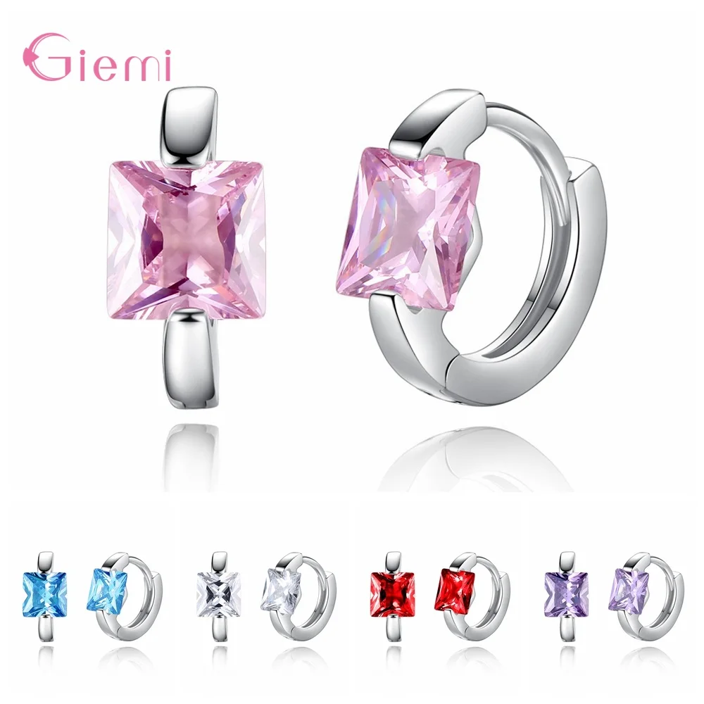 Cute Temperament 925 Sterling Silver Cubic Zirconia Hoop Earring Women Girl Fashion Trendy Jewelry Oorbellen Ornament