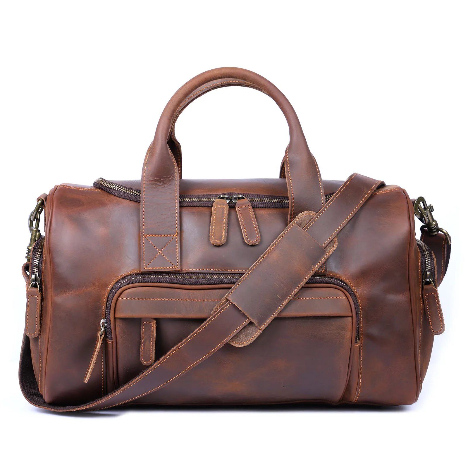 S.WORKER Vintage Echtleder-Reisetasche Crazy Horse Rindsleder-Reisetasche Herren-Weekender-Tasche Sporttasche Handgepäck – Detail 19