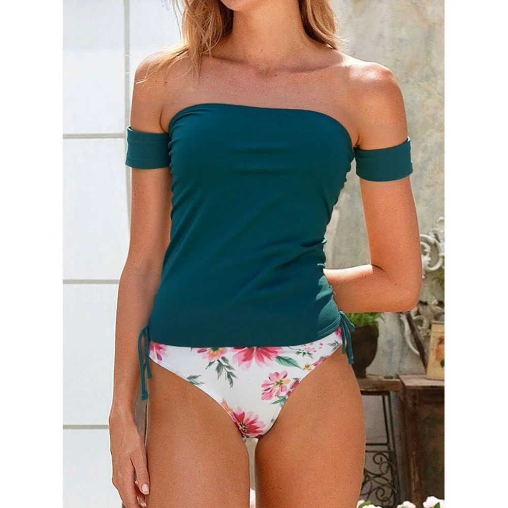 

New 2025 Women's Printed Split Swimsuit Bikini Two Piece Set Beach Hot Spring Fashionable Swimwear Female Bathing Suit