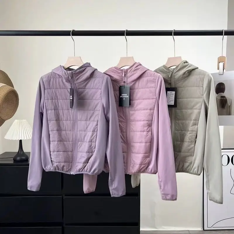 

Легкая теплая хлопковая куртка с капюшоном, уличная повседневная спортивная одежда для йоги, осень-зима, модная длинная застежка-молния, облегающая посадка