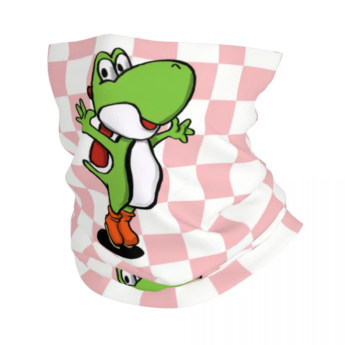 Pink Plaid Dinosaur Scarf Neckerchief Neck Face Mask Polyester