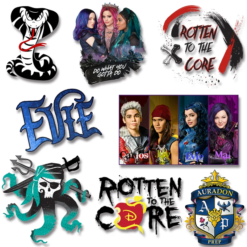 

Movie Descendants Villains Rotten to the Core Heat transfer stickers Iron on transfers Patches on clothes