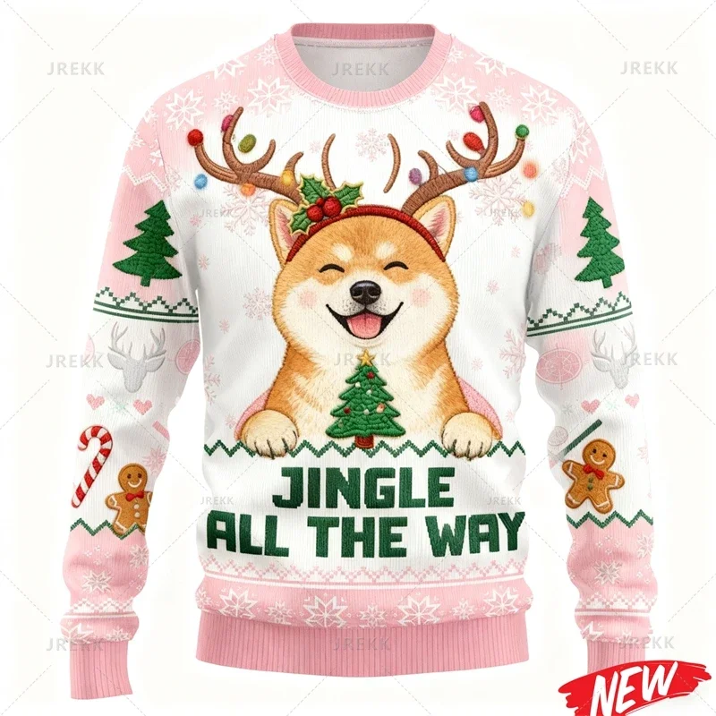 

Милый рождественский свитер с рисунком собаки Шиба-ину, мужской свитер с капюшоном с 3d принтом собаки, топы, уличная вечеринка, толстовка с Рождеством