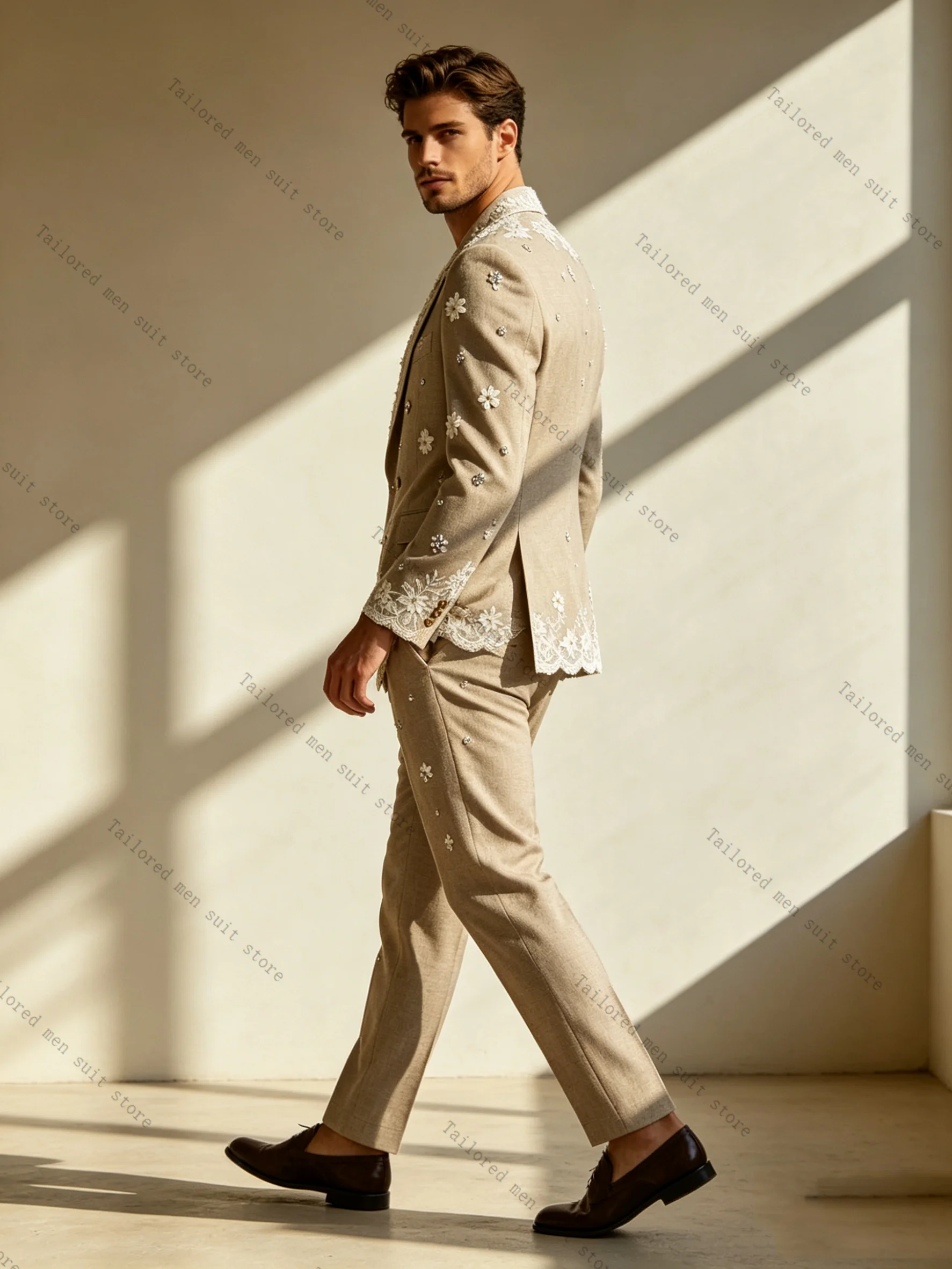 ชุดสูทผู้ชายสีขาวคากี 2 ชิ้น เ - Khaki Formal Wear Men บทวิจารณ์และราคา