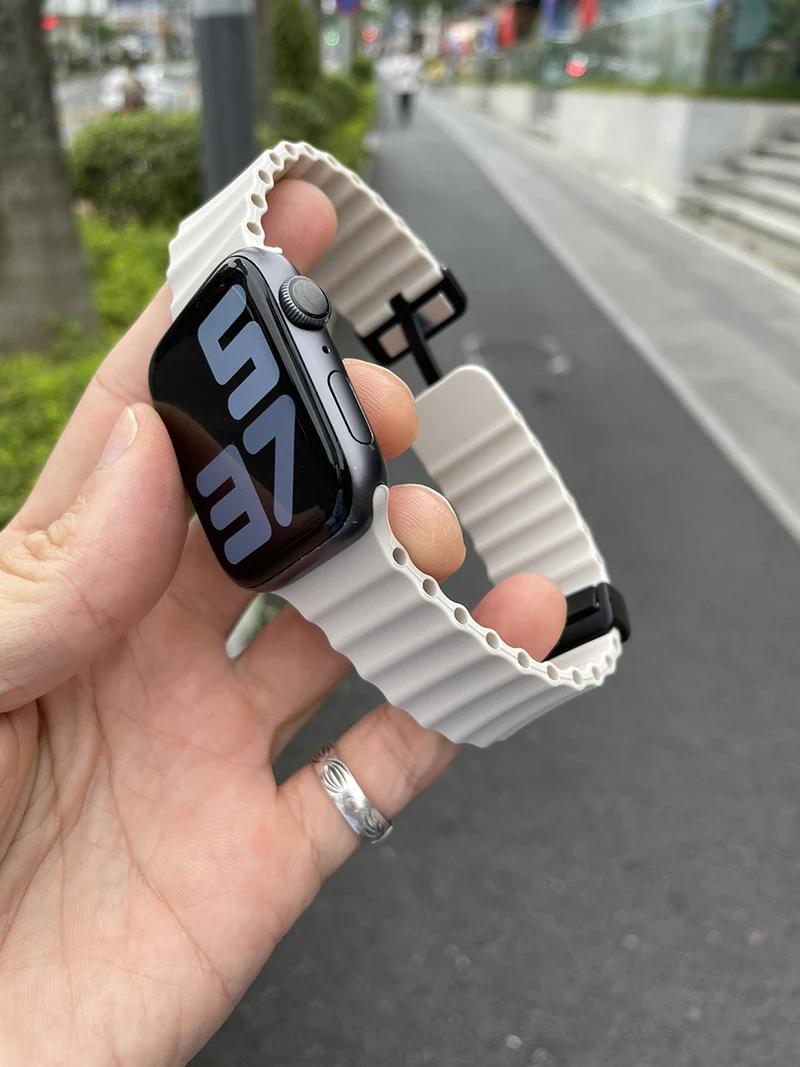 Ocean Strap für Apple Watch 10 9 8 7 Ultra Band 46mm 45mm 49mm 44mm 41/42mm Silikon Magnetisches Sport-Armband iWatch Series SE 6 – Detail 8
