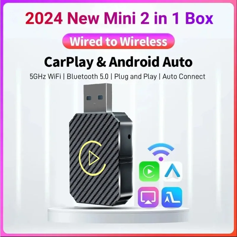 2 в 1 беспроводной адаптер Carplay для Apple iOS Android Авто Smart USB Plug and Play для Havel Kia Volvo Audi MG VW Hyundai Jeep