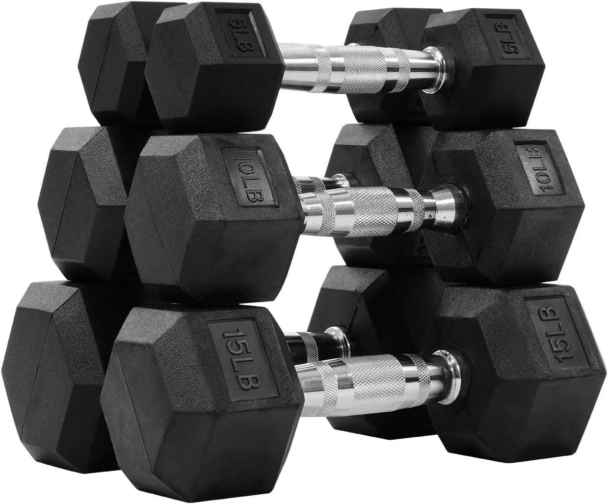 

Rubber Hex Dumbbell Set with Contoured Handle for Muscle Toning & Full Body Workout, 60LB to 550LB Options