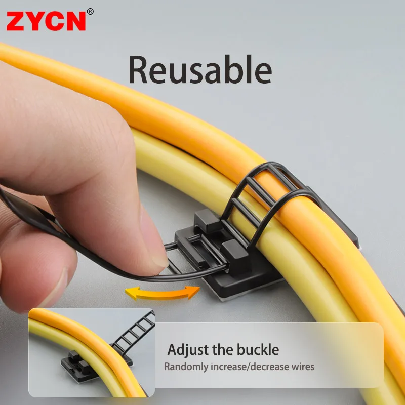 20/100 قطعة رباط للكابل جبل مقاطع قابلة للتعديل حزام ذاتي اللصق إصلاح حامل البلاستيك شبكة سلك سلك الطاقة سيارة المنظم المشبك #2