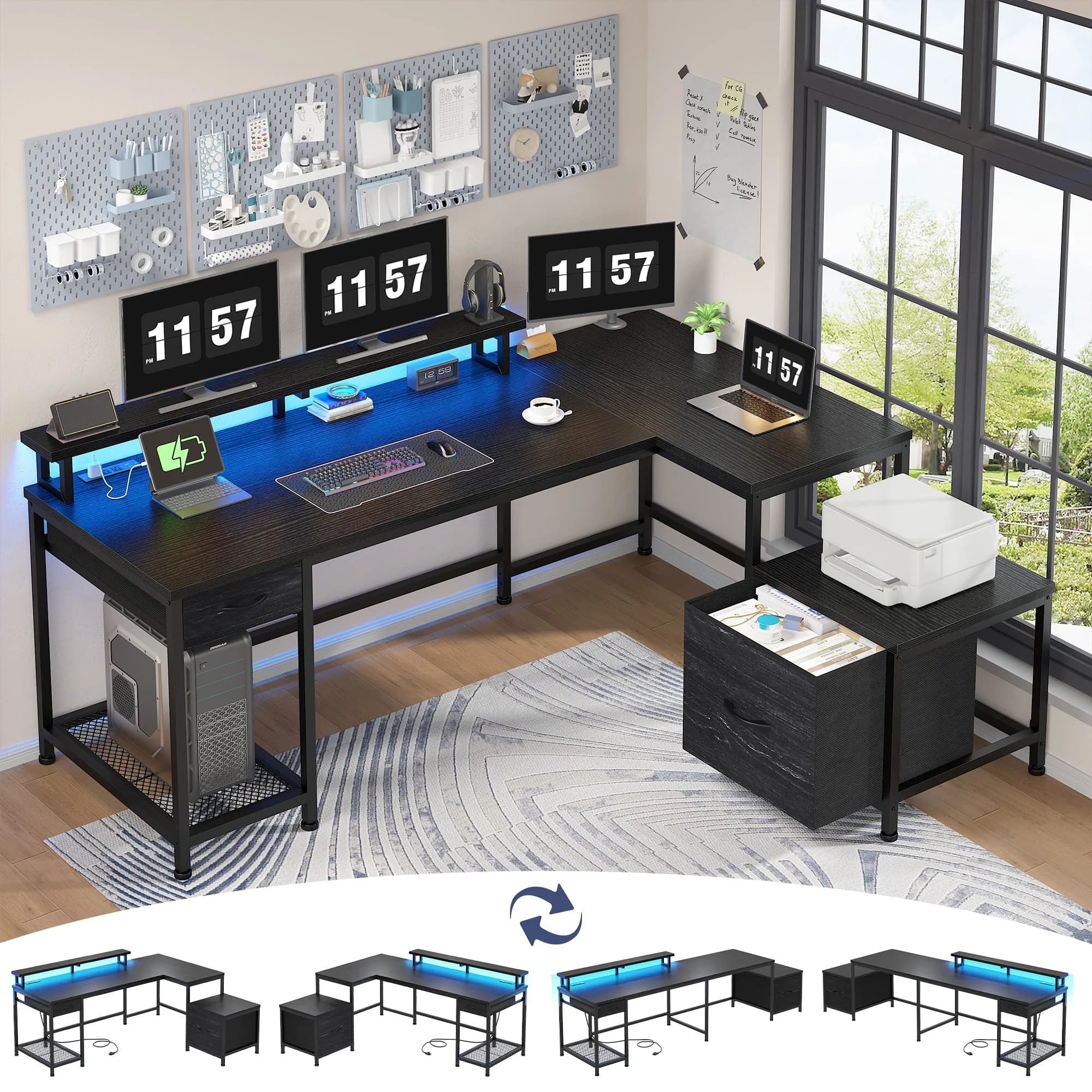 EnHomee Scrivania da gaming a  - Dual Monitor Desk Setup recensione e prezzo