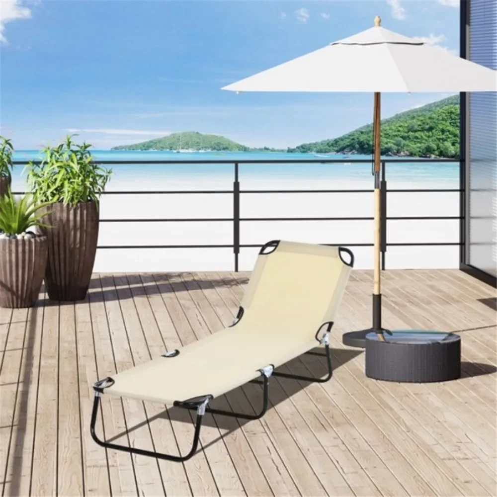 Beach Chair Waterproof Powder Coated Steel Foldable Design, Easy To Transport, Foldable Outdoor Patio Lounge Chair