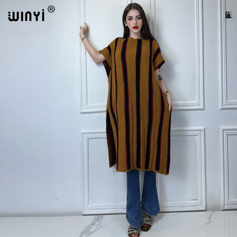 WINYI winter Warm dress black fashion cape Holiday dress Elegant party winter ponchos for women Leopard print irregular cloak