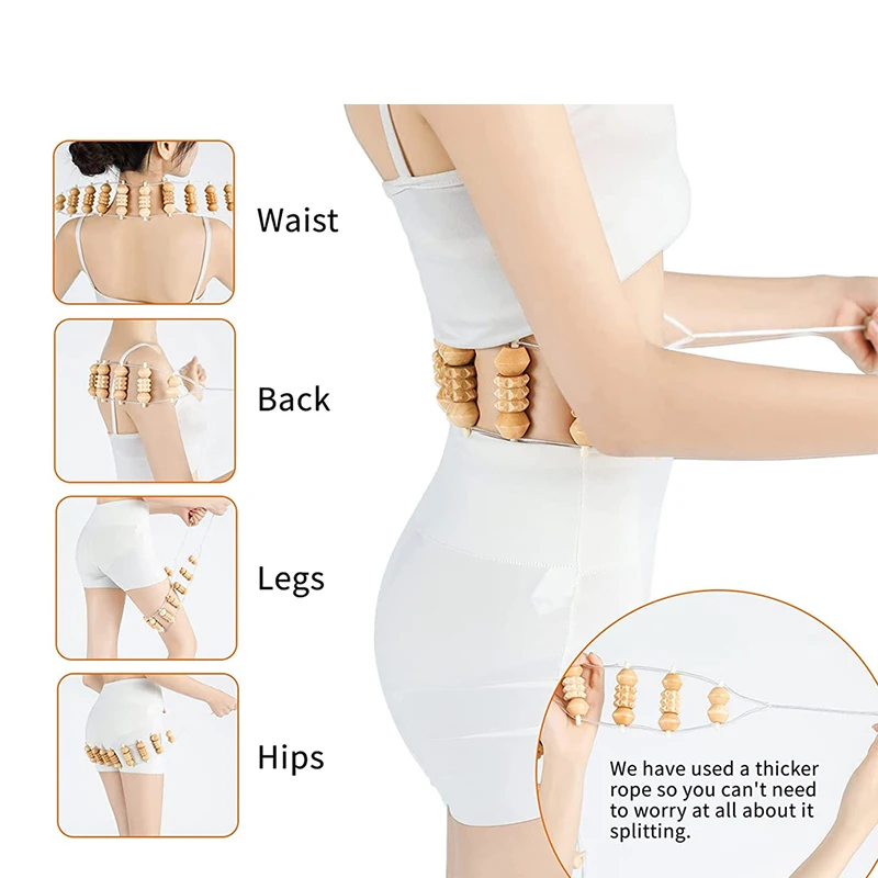

1pcs Wooden Therapy Massage Tool Back Massager Roller Rope for Body Shaping Pain Relief Wooden Treatment neck massager massager back massager