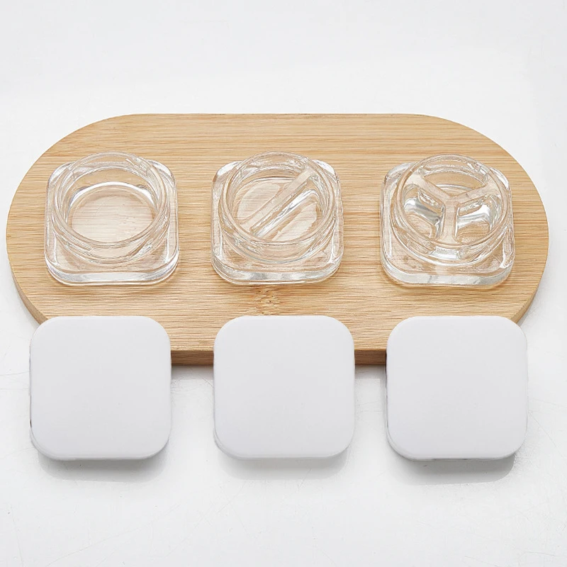 1PCS 9ml Glass Square Jar Skin Care Eye Cream Jars Lotion Pot Refillable Bottle Makeup Eye Shadow Storage Cosmetic Container