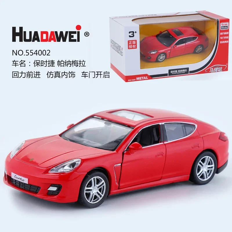 1:36 Porsche Panamera Turbo Model skala logam Diecast miniatur Pullback kendaraan koleksi hadiah Natal mainan anak laki-laki F228