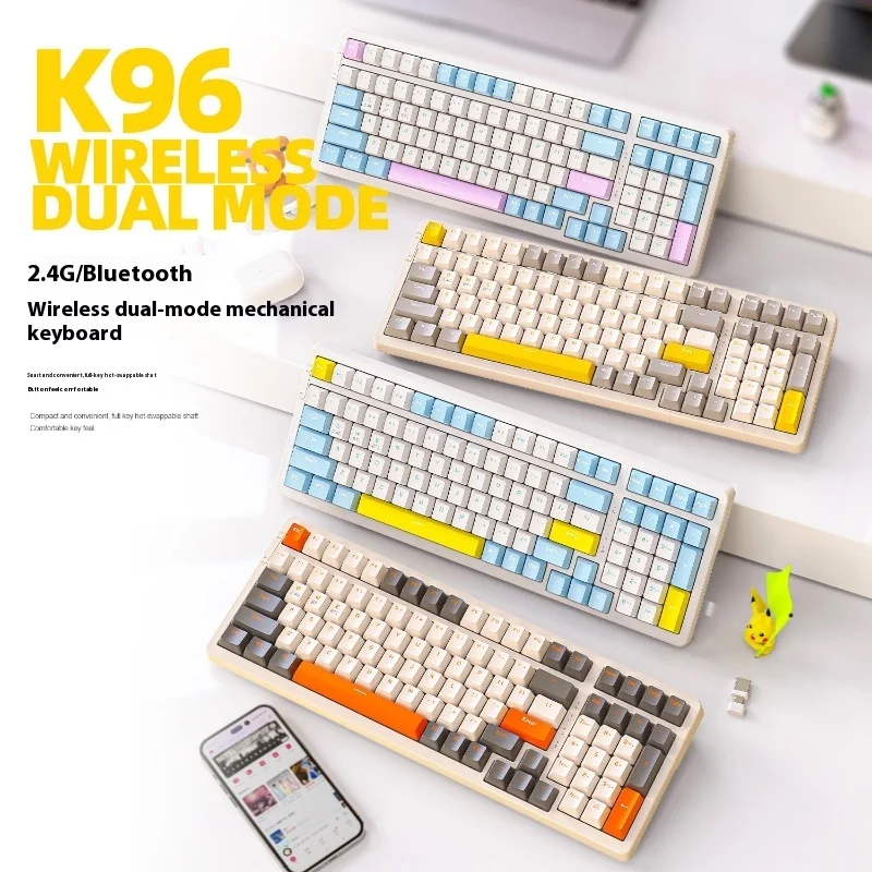 

Ziyoulang K96 Bluetooth Wireless Dual Mode Mechanical Keyboard Customized 980 Computer Game Hot Swapable Mechanical Keyboard