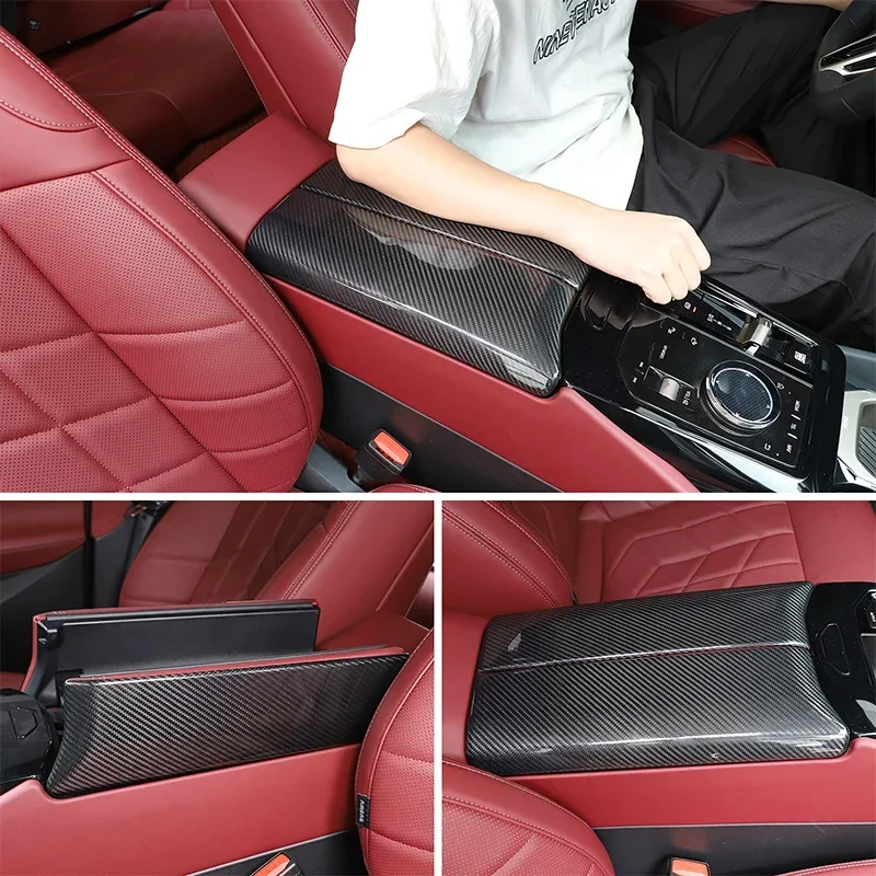 

For BMW 5 Series G60 2024-2025 Real carbon fiber car center console armrest box decorative cover sticker interior accessories