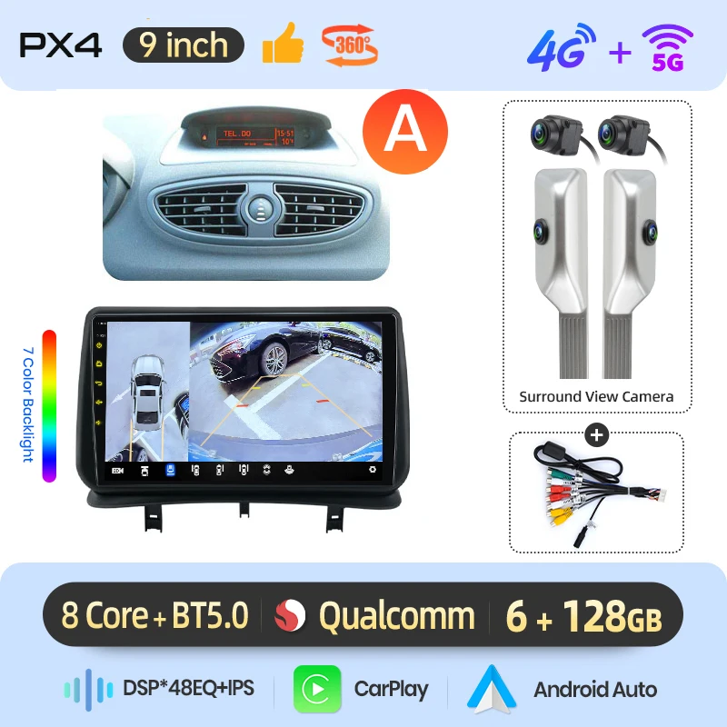 AWESAFE Draadloze CarPlay Android Auto Radio voor Renault Clio 3 2005-2014 GPS Navigatie Plug and Play met SWC CANBUS RDS DSP 4G