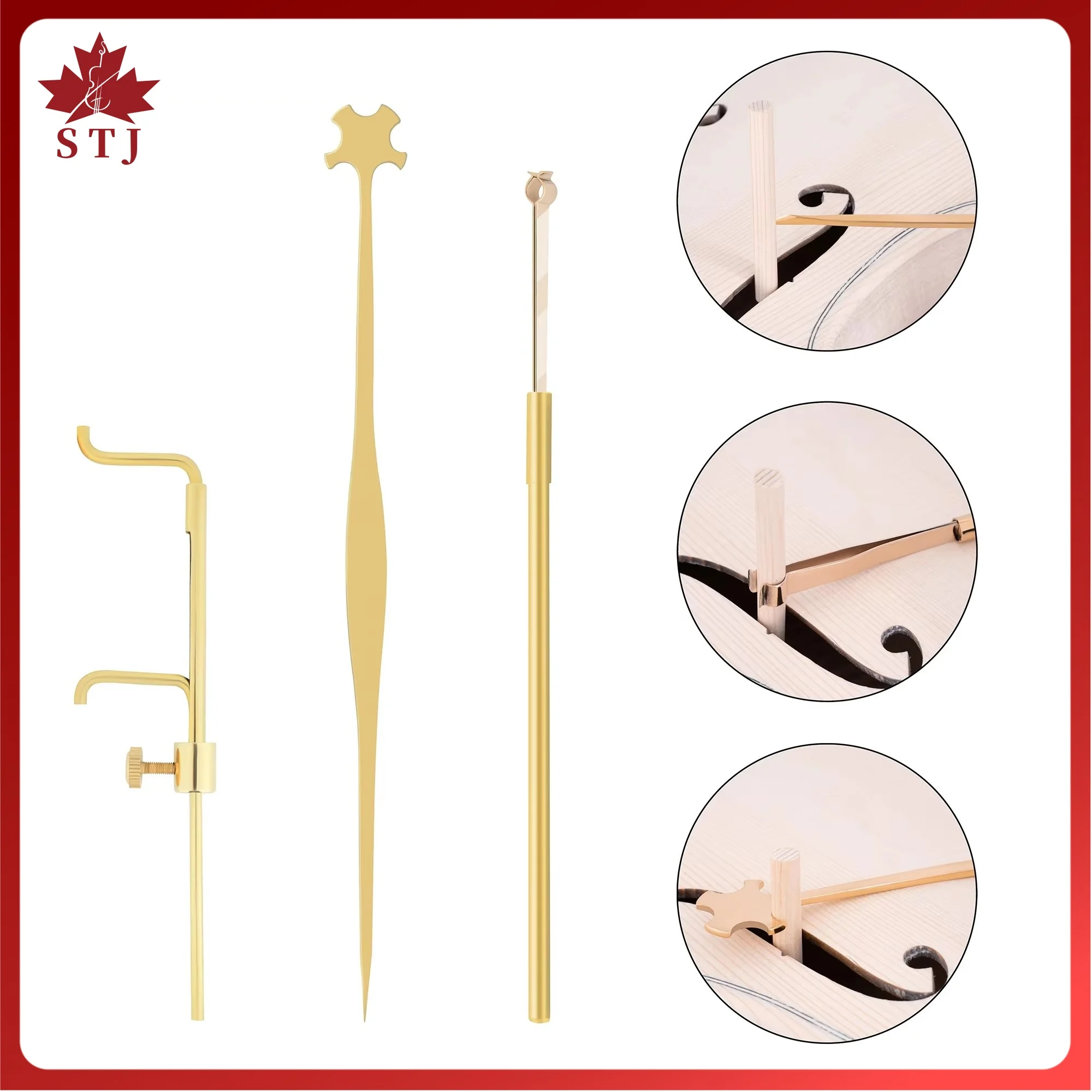 Pure Copper Violin Soundpost Tool Viola Cello Bass Sound Post Gauge Measurer Retriever Clamp Clip Setter Install Repair Luthier