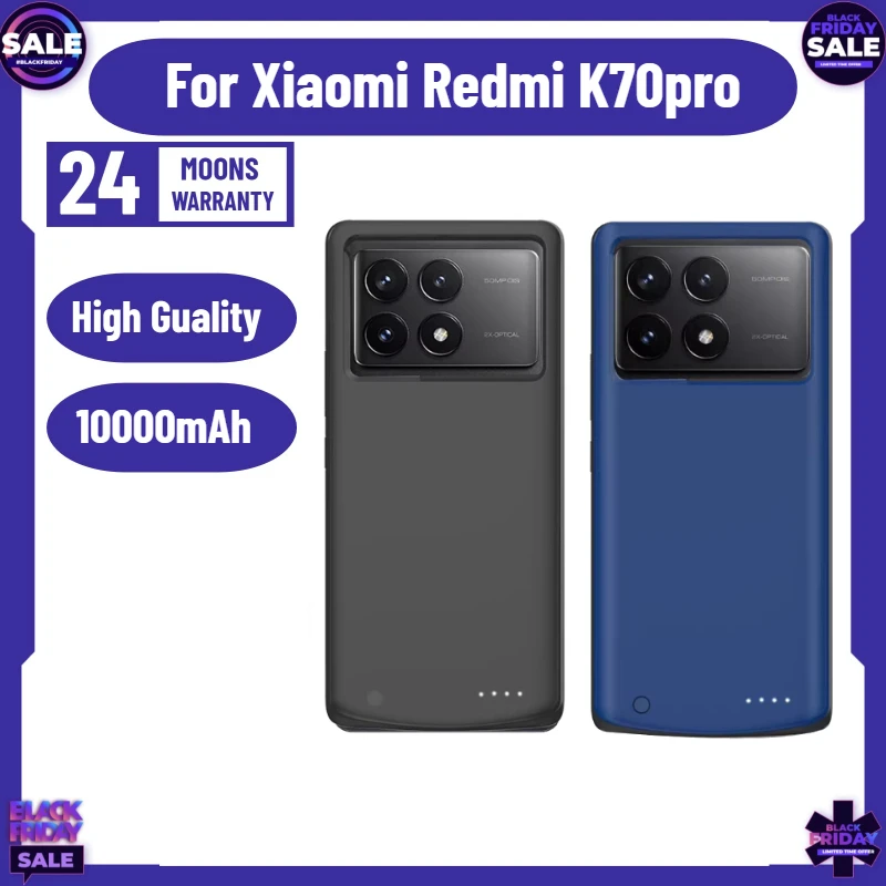 

10000mAh Battery Charger Case for Xiaomi Redmi K70 pro Back Clip Battery K70e Phone Case Power Bank Large Capacity Power Supply