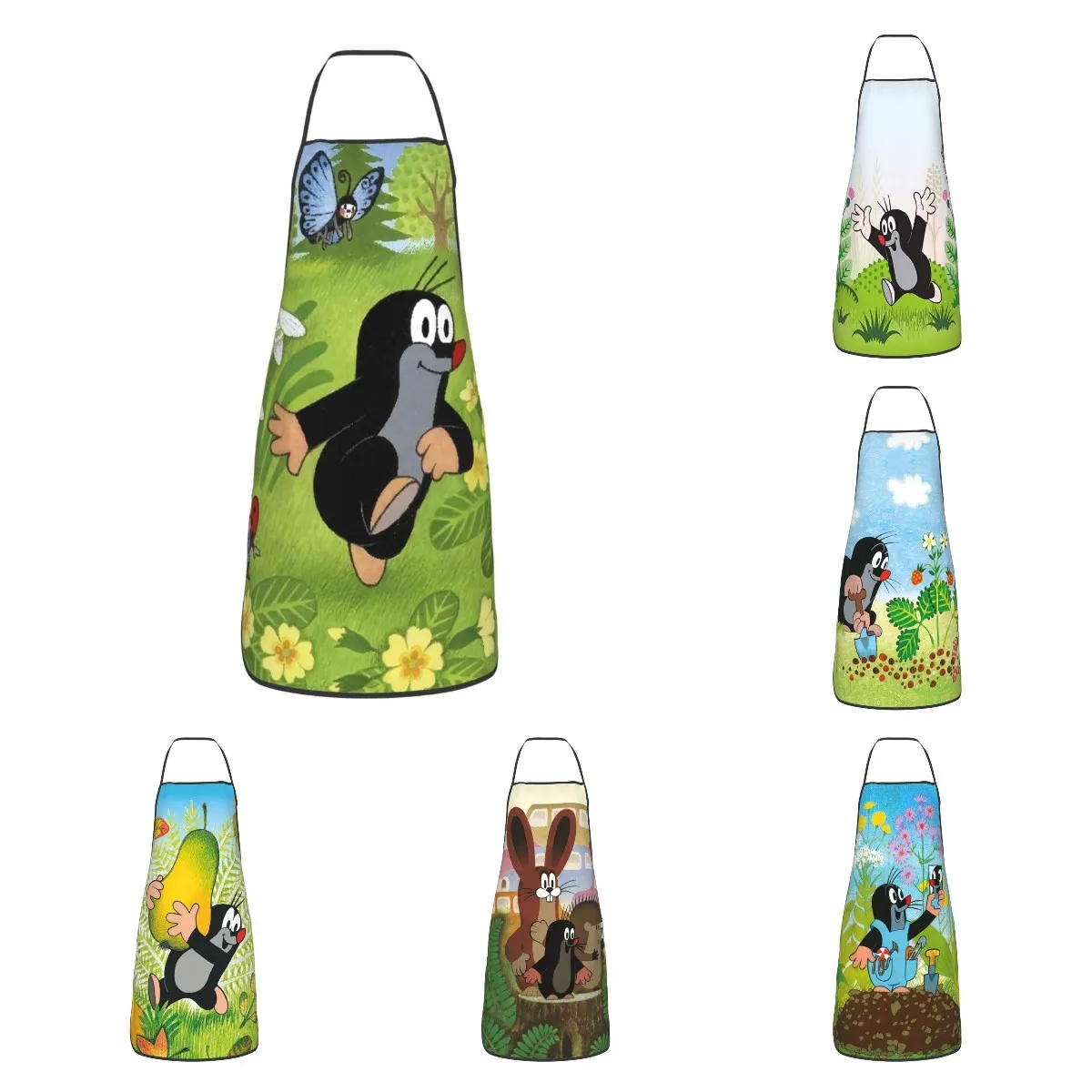 Cute Happy Mole Krtek Funny Apron Women Men Cartoon Little Maulwurf Adult Unisex Kitchen Chef Bib Tablier Cuisine Cooking Baking