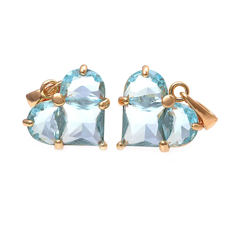 18K Gold Farbe Messing und Zirkon Herz Charms Anhänger Hochwertige Schmuckherstellung Halskette Ohrringe Zubehör für Frauen – Detail 16