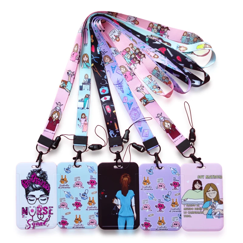 Nurse Midwife Credential Holder Keychains Neck Lanyard For Pass Card Anime Credit Card Holder Keychain Straps